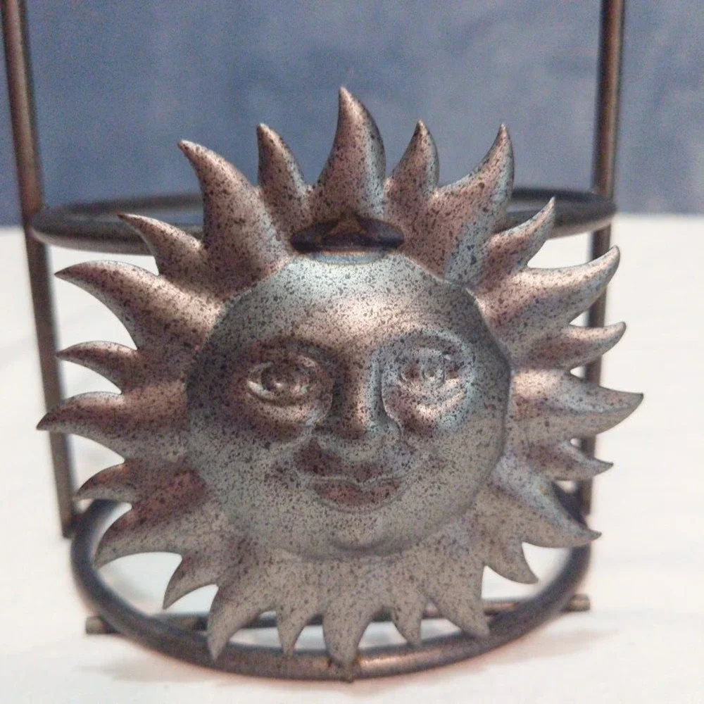 Vintage 1990s Celestial Sun Face Candle Holder Meal Stand Whimsigoth Boho 90s